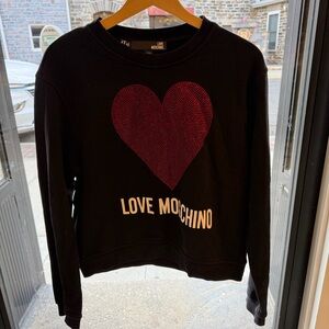 Love Moschino Black Sweatshirt with Red Heart